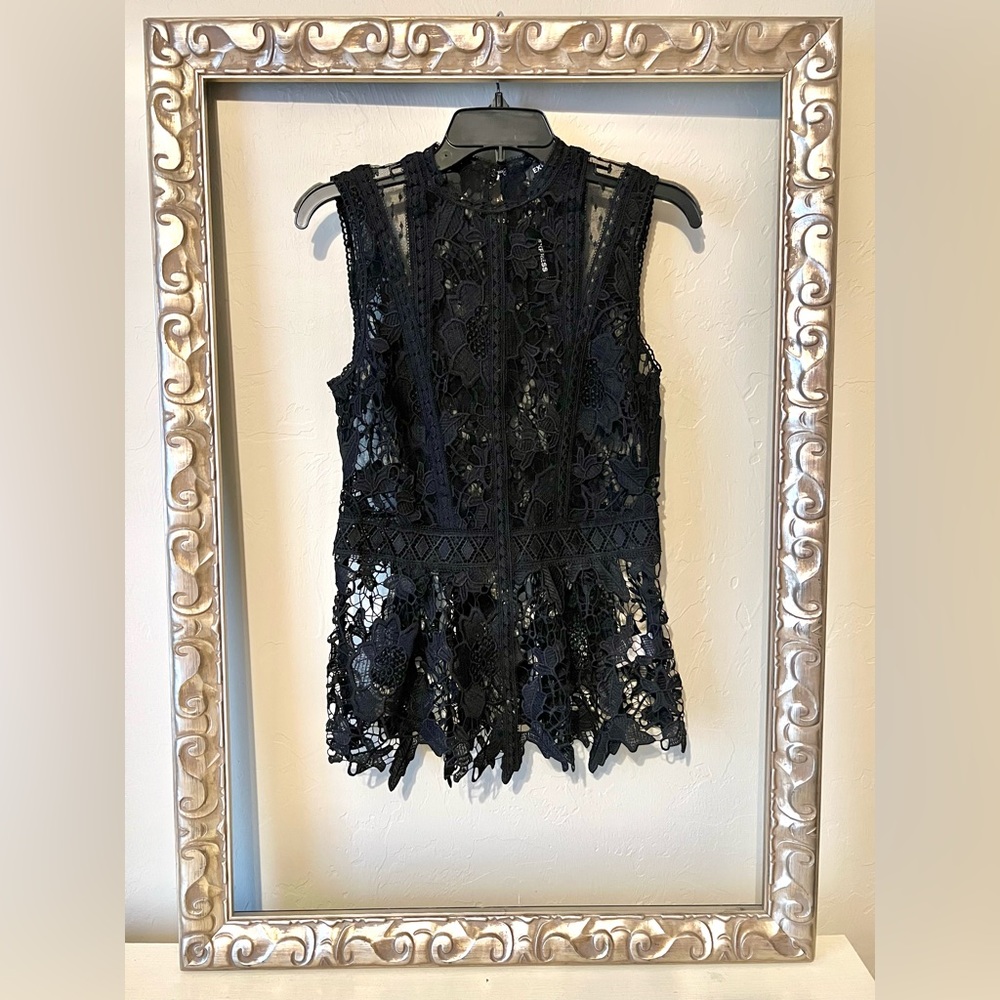 Express black lace peplum top